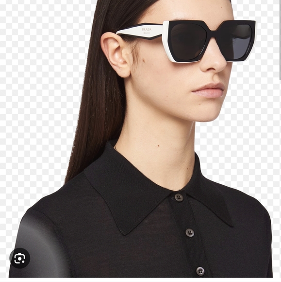 Authentic Prada SPR15W 09Q5S0 Sunglasses Black White - Picture 3 of 10